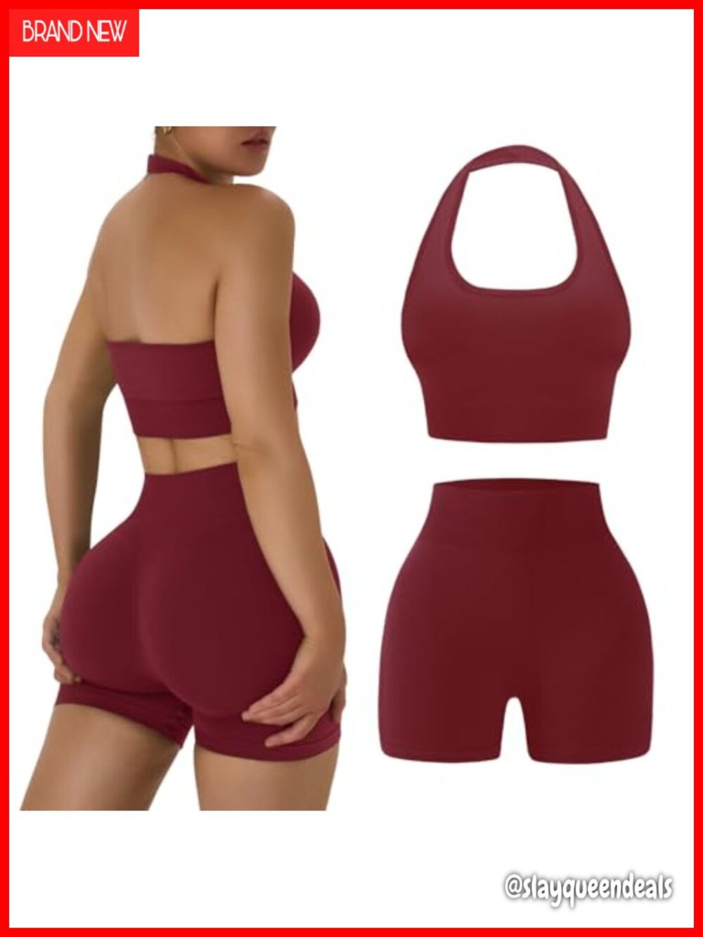 Seamless 2 Piece Workout Set Halter Sports Bra and Leggings